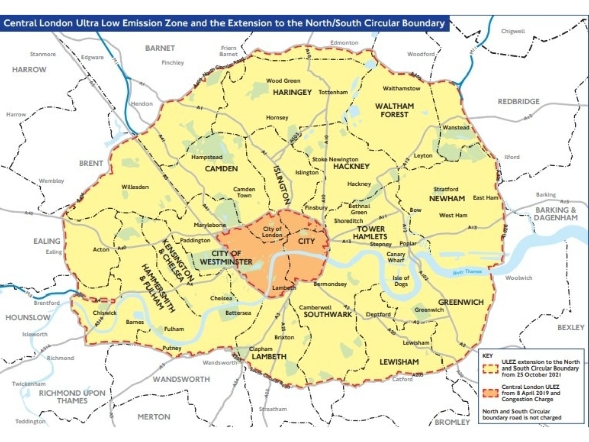 London's ULEZ Zone expansion map